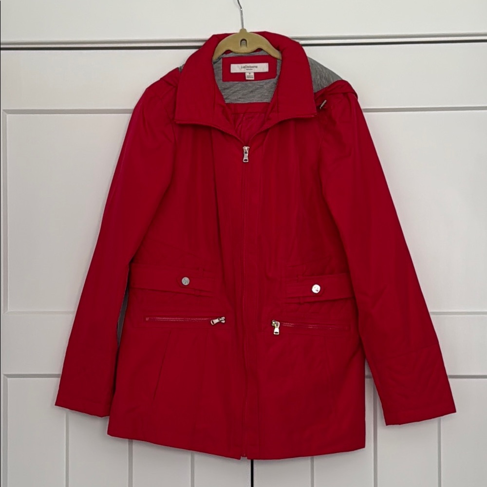 Liz Claiborne Red Utility Jacket Vibrant and Structured